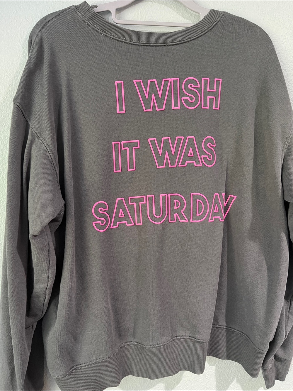 Wildfox Gray Crewneck Sweatshirt with Heart Wish it was Saturday - Picture 1 of 8